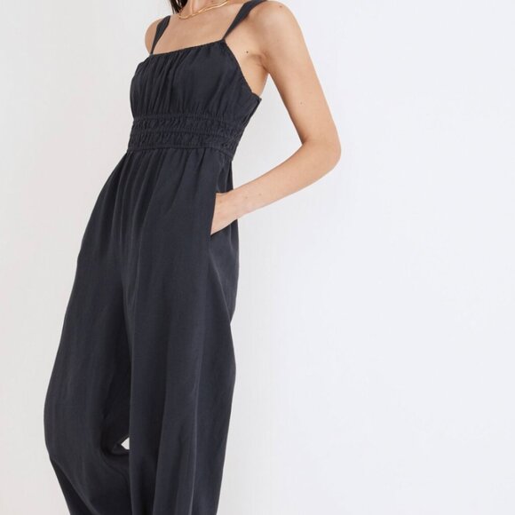 Madewell Petite Linen-Blend Sophie Tank Wide-Leg Jumpsuit - Picture 2 of 7